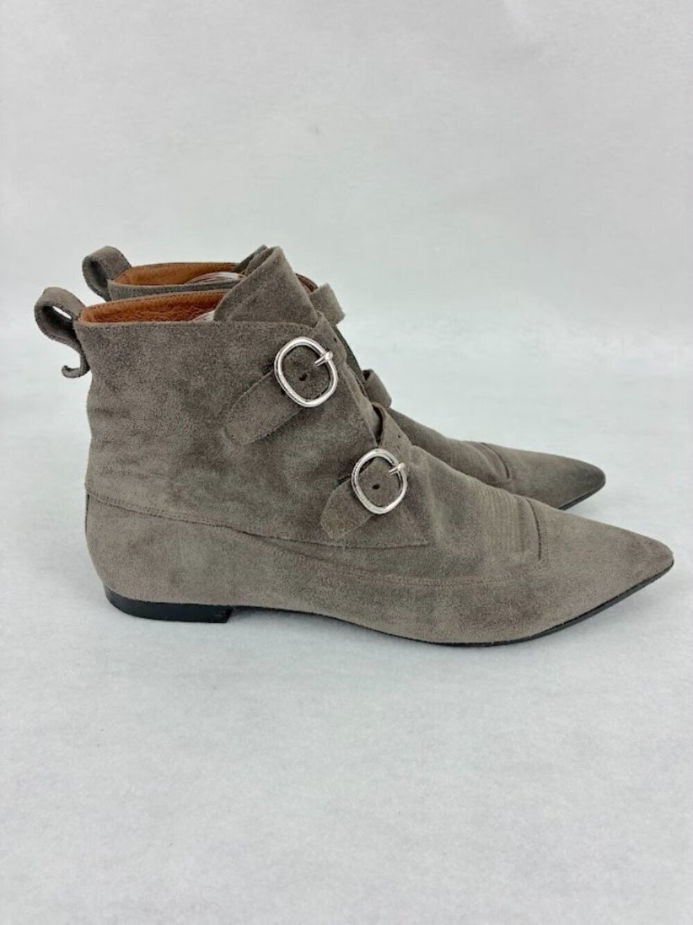 AllSaints Viv Suede Bootie Western Boho Double Buckle Pointed Toe Cowgirl 9.5